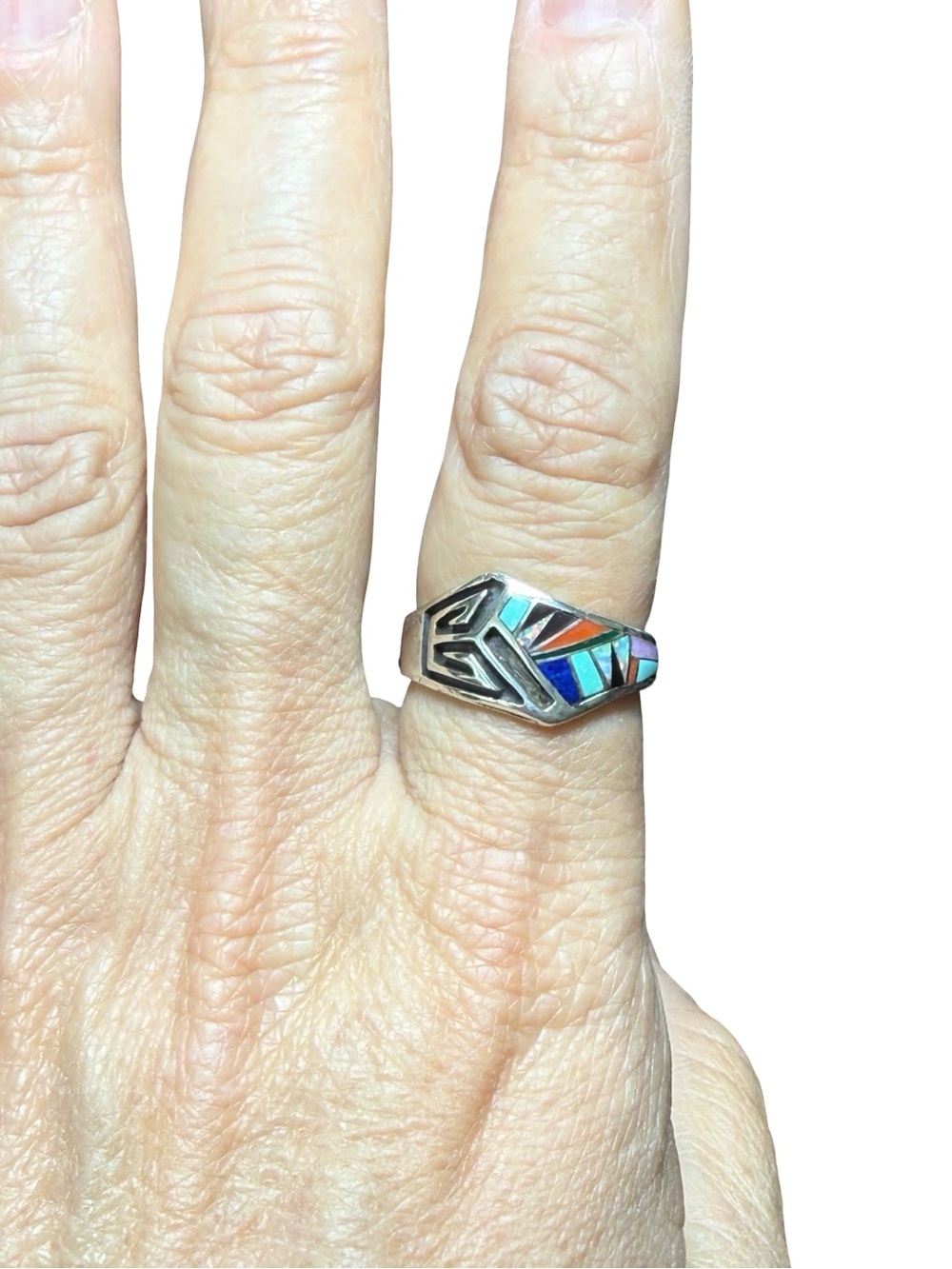 Sterling Silver Inlay Multi-Color Women’s Ring - Picture 9 of 11